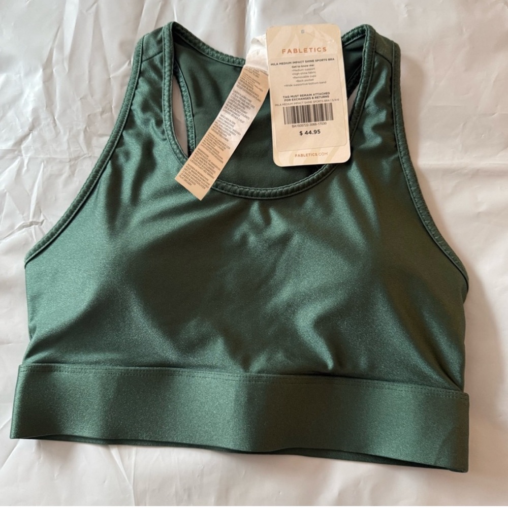 NWT Fabletics Green Sports Bra S